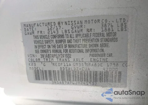 2018 Nissan Sentra Sv from USA, damaged, VIN 3N1AB7AP6JY241932
